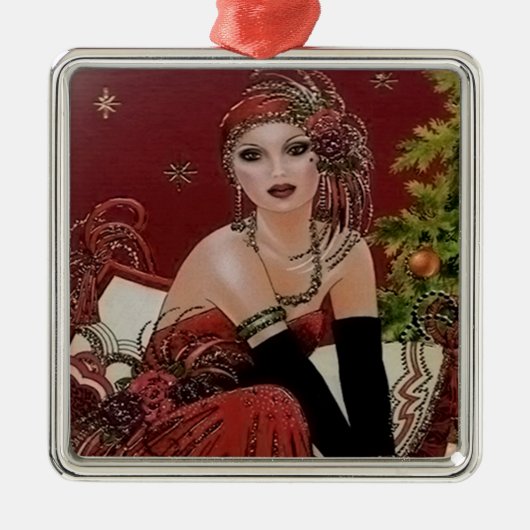 Feste Kunst Deko Retro Weihnachtsfrau Ornament Aus Metall (Vorne)