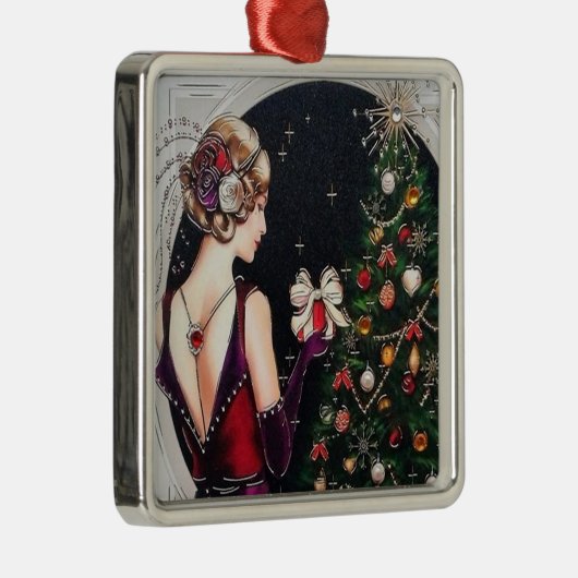 Feste Kunst Deko Retro Weihnachtsfrau Ornament Aus Metall (Rechts)