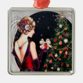 Feste Kunst Deko Retro Weihnachtsfrau Ornament Aus Metall (Vorne)
