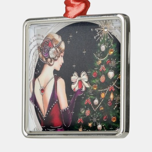 Feste Kunst Deko Retro Weihnachtsfrau Ornament Aus Metall (Links)
