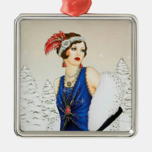 Feste Kunst Deko Retro Weihnachtsfrau Ornament Aus Metall