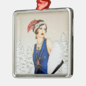 Feste Kunst Deko Retro Weihnachtsfrau Ornament Aus Metall (Links)