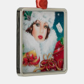 Feste Kunst Deko Retro Weihnachtsfrau Ornament Aus Metall (Rechts)