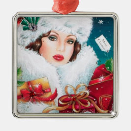 Feste Kunst Deko Retro Weihnachtsfrau Ornament Aus Metall