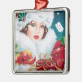 Feste Kunst Deko Retro Weihnachtsfrau Ornament Aus Metall (Links)