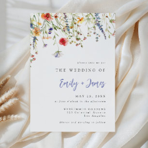 Feste Minimal-Wildblumen-Hochzeitseinladung Einladung