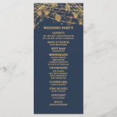 Feste Navy Blau Gold Lichterkette Hochzeitsprogram Programm (Rückseite)