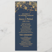 Feste Navy Blau Gold Lichterkette Hochzeitsprogram Programm (Vorderseite)