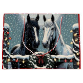 Feste Pferde | Frohe Weihnachten Große Geschenktüte (Vorderseite)