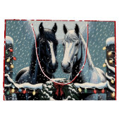 Feste Pferde | Frohe Weihnachten Große Geschenktüte (Rückseite)