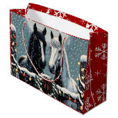 Feste Pferde | Frohe Weihnachten Große Geschenktüte (Rückseite Schrägansicht)