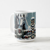 Feste Pferde | Frohe Weihnachten Kaffeetasse (Vorderseite Links)