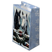 Feste Pferde | Frohe Weihnachten Kleine Geschenktüte (Rückseite Schrägansicht)