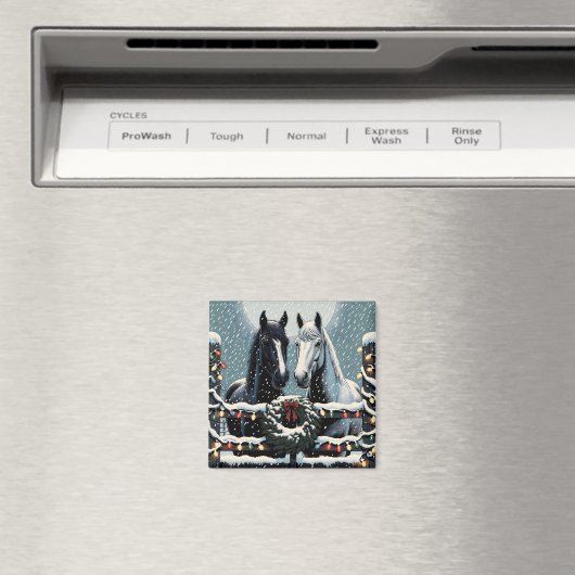 Feste Pferde | Frohe Weihnachten Magnet (In Situ (Geschirrspüler))