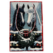 Feste Pferde | Frohe Weihnachten Mittlere Geschenktüte (Vorderseite)