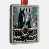 Feste Pferde | Frohe Weihnachten Ornament Aus Metall (Rechts)