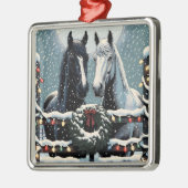 Feste Pferde | Frohe Weihnachten Ornament Aus Metall (Links)