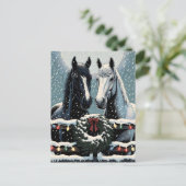 Feste Pferde | Frohe Weihnachten Postkarte (Stehend Vorderseite)