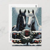 Feste Pferde | Frohe Weihnachten Postkarte (Vorne/Hinten)