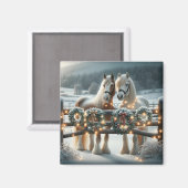 Feste Pferde und Weihnachtslicht Magnet (Vorderseite/Rückseite)
