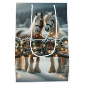 Feste Pferde und Weihnachtslicht Mittlere Geschenktüte (Rückseite)