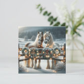 Feste Pferde und Weihnachtslicht Personalisiert Karte (Stehend Vorderseite)