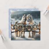 Feste Pferde und Weihnachtslicht Personalisiert Karte (Vorderseite/Rückseite Beispiel)