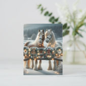 Feste Pferde und Weihnachtslicht Personalisiert Postkarte (Stehend Vorderseite)