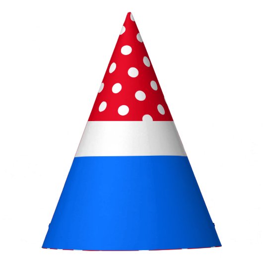 Feste Punkte leuchtend rot oben blau Untergrund Partyhütchen (Vorderseite)