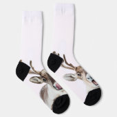 Feste Rentiersocken mit Albernen Gesichtern Socken (Rechts)