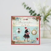 Feste Sip & See Alice & Flamingo Babydusche Einladung (Stehend Vorderseite)