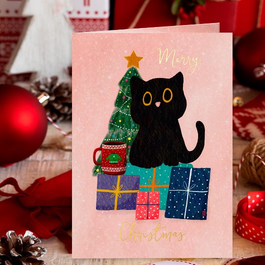 Feste Sterne Gold Weihnachten Niedlicher Black Cat