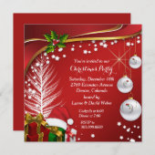 Feste Sterne Rotes Weihnachtsfest Party Einladung (Vorne/Hinten)