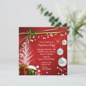 Feste Sterne Rotes Weihnachtsfest Party Einladung (Stehend Vorderseite)