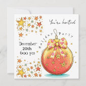 Feste Sterne und Party für Niedliche Ornamente Einladung (Vorderseite)
