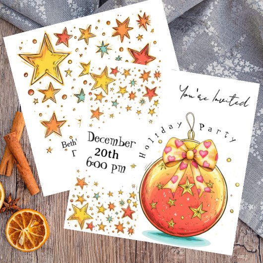 Feste Sterne und Party für Niedliche Ornamente Einladung