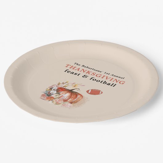 Feste und Fußball Erntedank Abendessen Light Peach Pappteller (Schrägansicht)