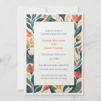 Feste Volk Blumen Hochzeitseinladung