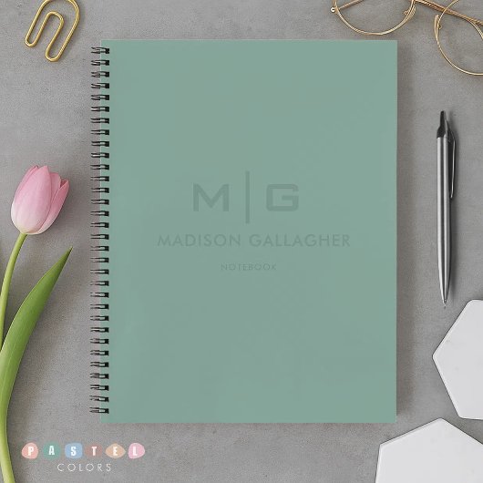 Feste weiche Licht Pastell-Salbei-Moos-Grün-Farbe Notizblock