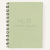 Feste weiche Licht Pastell Salbei Moosgrün Farbe Notizblock (Vorderseite)