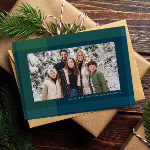 Feste Weihnachtskaros einfache navygrüne Fotografi Feiertagskarte