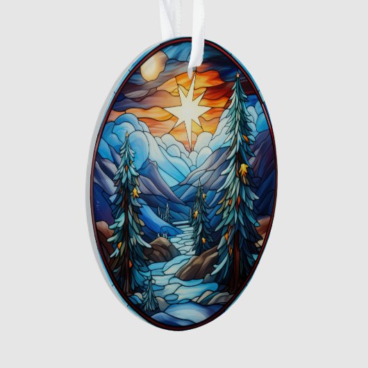 Feste Weihnachtslandschaft aus Glas Ornament (Vorderseite)