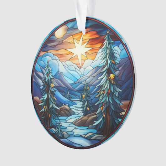 Feste Weihnachtslandschaft aus Glas Ornament (Vorderseite)