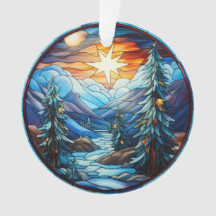 Feste Weihnachtslandschaft aus Glas Ornament