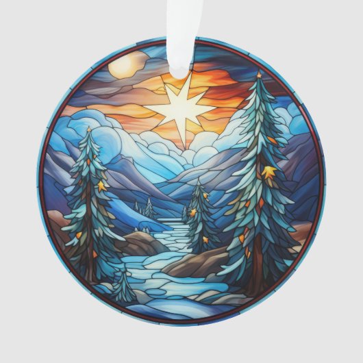 Feste Weihnachtslandschaft aus Glas Ornament (Vorderseite)