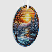 Feste Weihnachtslandschaft aus Glas Ornament (Vorderseite)