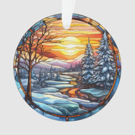 Feste Weihnachtslandschaft aus Glas Ornament