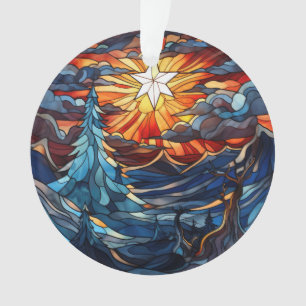 Feste Weihnachtslandschaft aus Glas Ornament