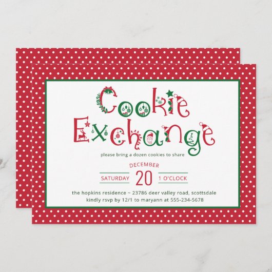 Fester Cookie-Austausch Einladung (Vorne/Hinten)