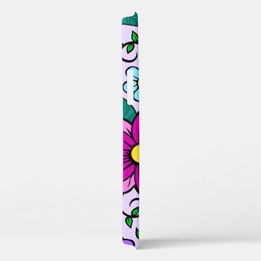 Fester Hintergrund mit Zuckerschädeln, Herz und Fl Case-Mate iPhone Hülle (Rückseite / Rechts)